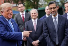 اجتماع الرئيس الأميركي دونالد ترمب مع قادة شركات التكنولوجيا لمناقشة مراجعة أنظمة الذكاء الاصطناعي.