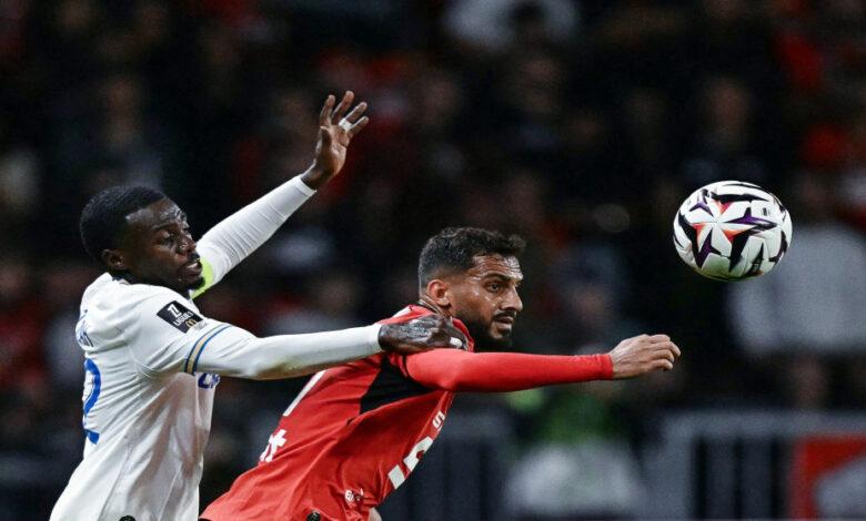 موسى التعمري مع رين في مباراة مارسيليا بالدوري الفرنسي
