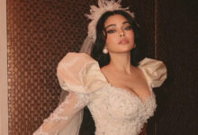 هيفاء وهبي بفستان زفاف ملكي مستوحى من أناقة الثمانينيات من تصميم نيكولا جبران