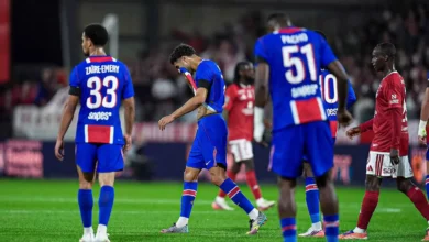 البرتغالي نونو منديز لاعب باريس سان جيرمان الذي سيغيب لعدة أسابيع بسبب إصابة في الفخذ