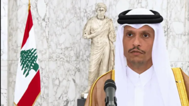 رئيس الوزراء وزير الخارجية القطري محمد بن عبد الرحمن خلال زيارته لبنان ولقائه الرئيس جوزيف عون